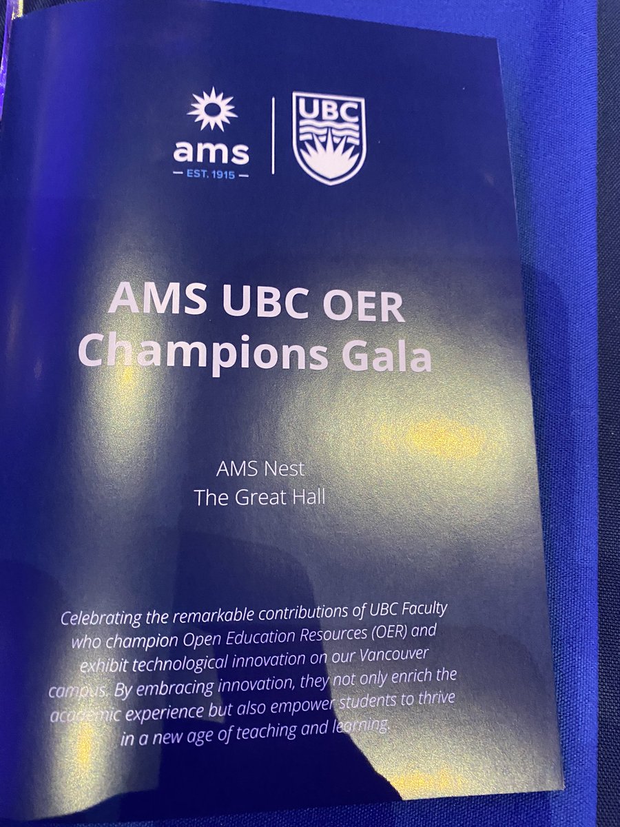 @AMS_UBC @UBCEducation congrats to Dr. Moore, AMS OER Champion. Thanks @Kamil7860K for a superb evening