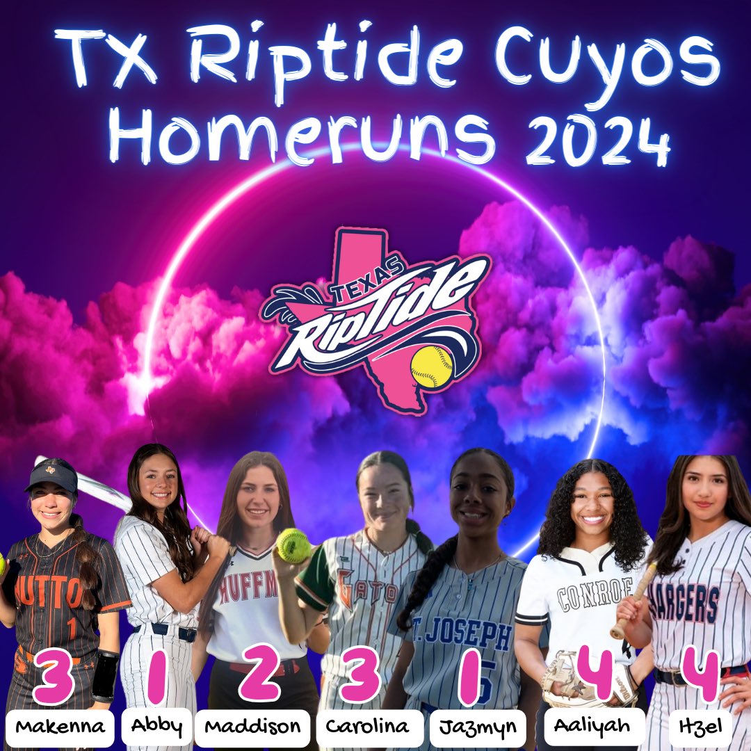 TX Riptide Cuyos has been busy in the off-season. These ladies represent their high schools all over the State of Texas. Keep working…Summer is coming 🥎 @paigee_lott2 @CujoTheBeast17