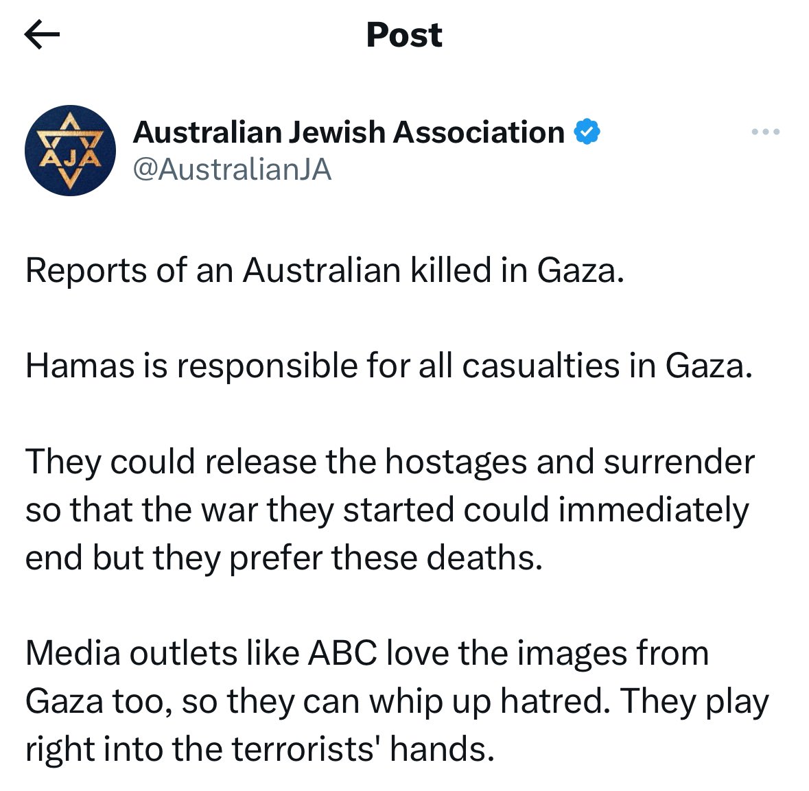 Weird how the AJA entirely left out the fact that Israeli bombs killed an Australian citizen in Gaza.