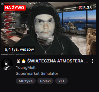 lopek221's tweet photo. Twitcha godzina 1:00 patrzysz czy ktoś streamuje coś zdatnego do oglądania. Wtedy pojawia się on @young_multi ze swoją "Świąteczną Atmosferą". (Już mi przeszła chęć na oglądanie twitcha o tej porze) https://t.co/jltU9m8n2y