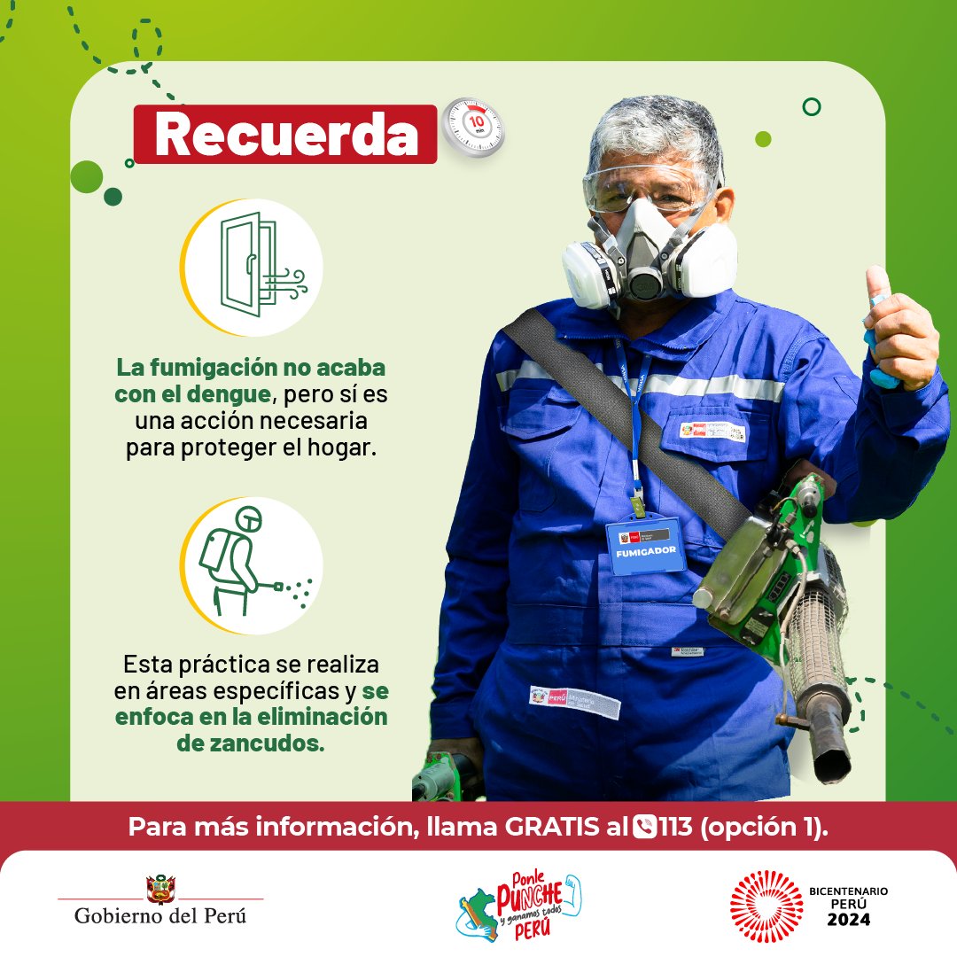 Si personal de salud acude a tu casa a fumigar, sigue estas recomendaciones. ¡Comparte la información! #UnidosContraElDengue.🚫🦟