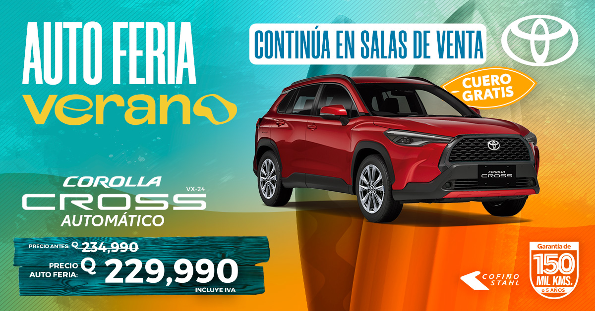 Disfruta de los recorridos a bordo de Corolla Cross. ¡Acércate a cualquiera de nuestras sucursales porque continuamos en Autoferia de verano! 

#ToyotaGautemala #LoMíoEstoyota #CorollaCross