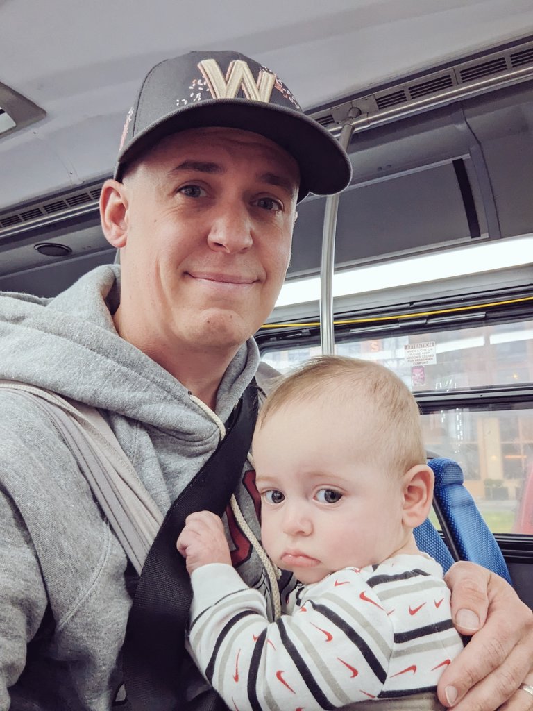 Metro ride home from the Nats game. V4 bus to the game. This kid knows transit is the best way to get to the ballpark. @wmata