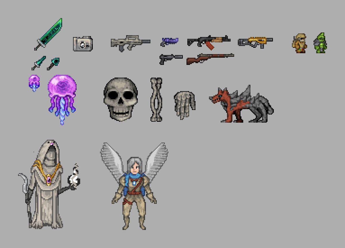 some sprites i made in march #pixelart #terraria #ドット絵