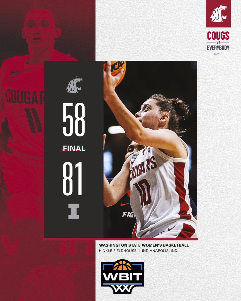 FINAL | We fall to Illinois, 81-58, in the WBIT Semifinals. Thank you Cougs for an amazing season! #GoCougs | #CougsVsEverybody