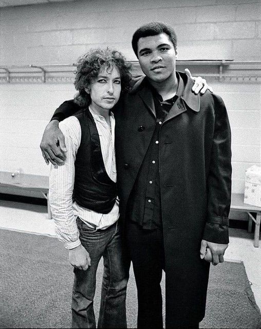 Bob Dylan and Muhammad Ali at Madison Square Garden, NYC 1975. Photo by Ken Regan