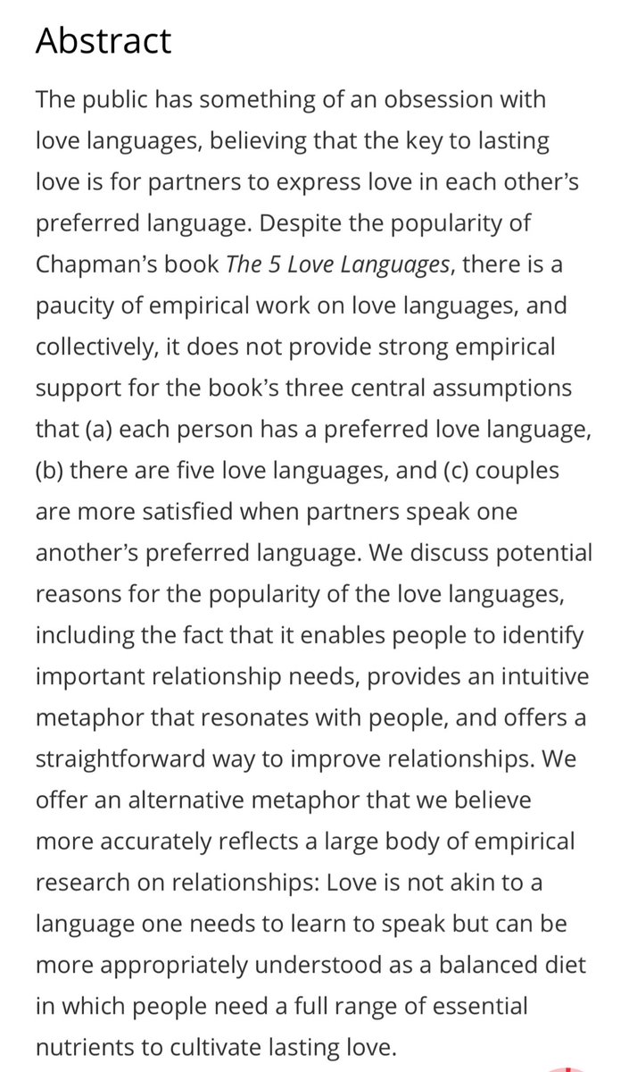 bennysiauw89's tweet image. Udah saatnya kita tinggalkan love languages ini. Penjelasannya menarik dan sederhana untuk diterima banyak orang, tapi gak ada bukti empiris untuk klaim2nya.

journals.sagepub.com/doi/full/10.11…