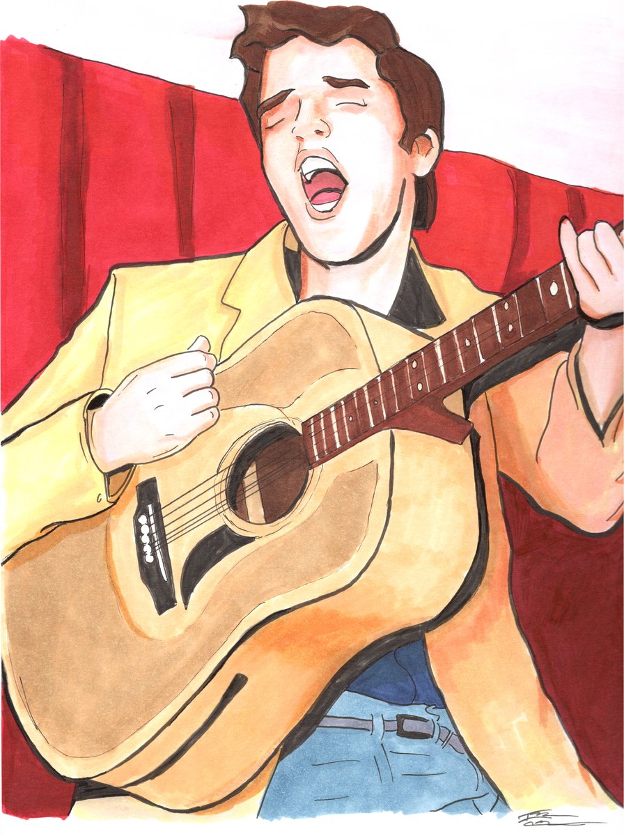 isaiahjc's tweet photo. I've been reading about the history of rock &amp; roll and I got super inspired to make some art. Here's Elvis! https://t.co/Z7MTjHXKlp