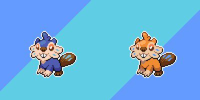 tropkicks's tweet image. Buckit, Pondstor and Castokh. My water partner Fakemon sprited by @TravisComm