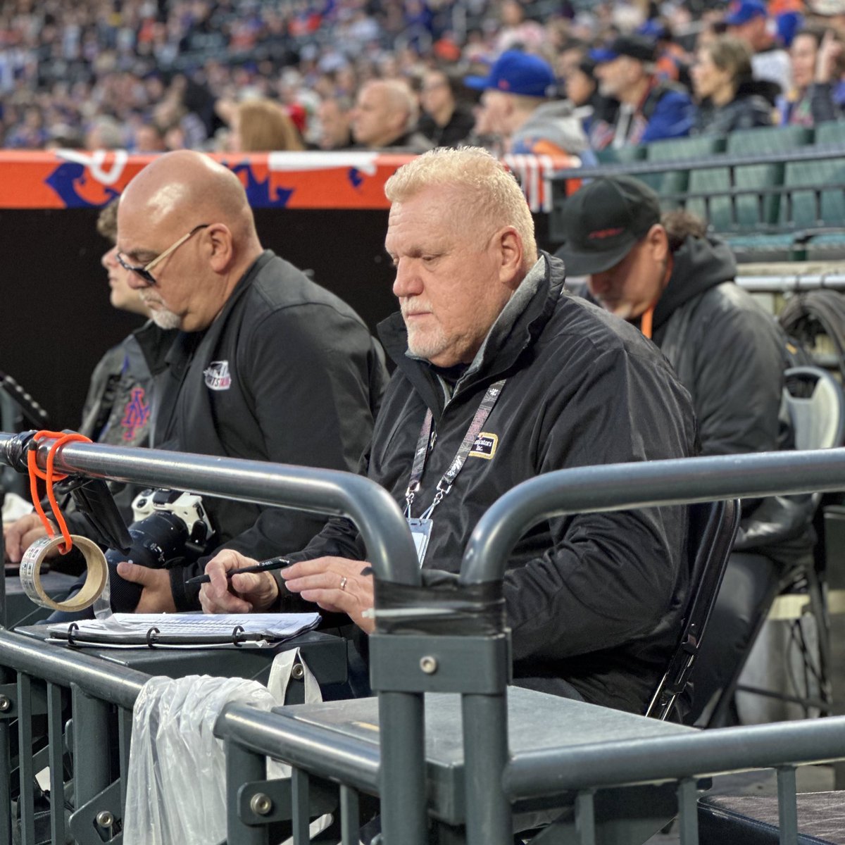 No one is working harder tonight than this guy archiving ⚾️ ⚾️ ⚾️. @Mets @CitiField #DreamJob