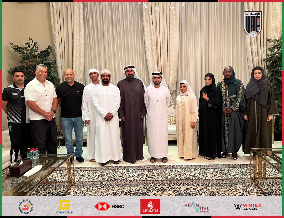 His Highness Sheikh Mohammed Bin Maktoum, President of the @uaerugby, welcomed board members, the outstanding team, and talented players, with the presence of His Excellency Dr. Fareeq Hazaa, President of @IraqRugby 

#UAERF #UAERugbyfamily #uaerugby