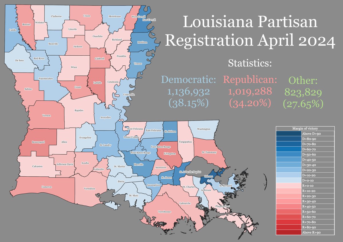 Republicans aren't concerned that the party registration of Louisana as of today is D+4?