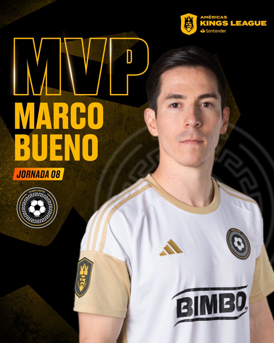 Presentamos al MVP de la JORNADA 8 👑

Felicitaciones, <a href="/marcobueno11/">Marco Bueno</a>. Jugador de <a href="/OlimpoUnited/">Olimpo United</a> 👏🏻

#KingsLeagueSantander