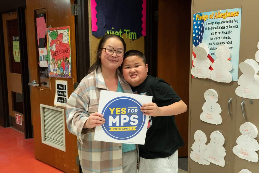 Engleburg Parent Nhia Moua knows a #VoteYESforMPS means greater classroom supports for her son Emerson. If the referendum does not pass, MPS would be forced to cut vital paraprofessional, parent coordinator, & CHA hours to 30 hrs/week, eliminating critical student supports...