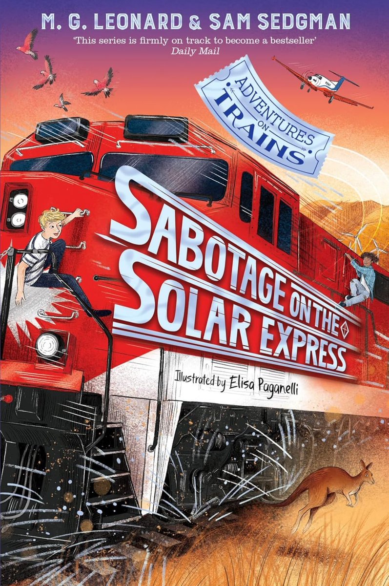 I loved @MGLnrd @samuelsedgman @elisaupsidedown book 5- Sabotage on the Solar Express! Another riveting adventure on trains w Hal & Uncle Nat- this time on an incredible prototype! But when it’s clear it won’t be a smooth ride, Hal & co snap into action. Will keep you guessing!