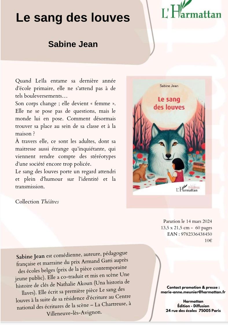 Sabeenjean's tweet image. Pré-adolescence, transmission, identité culturelle c'est le combo dans ma pièce LE SANG DES LOUVES qui sera présenté en lecture-spectacle pour la 1ère fois en Belgique le dimanche 7 AVRIL À 13h30 🔥💫😀