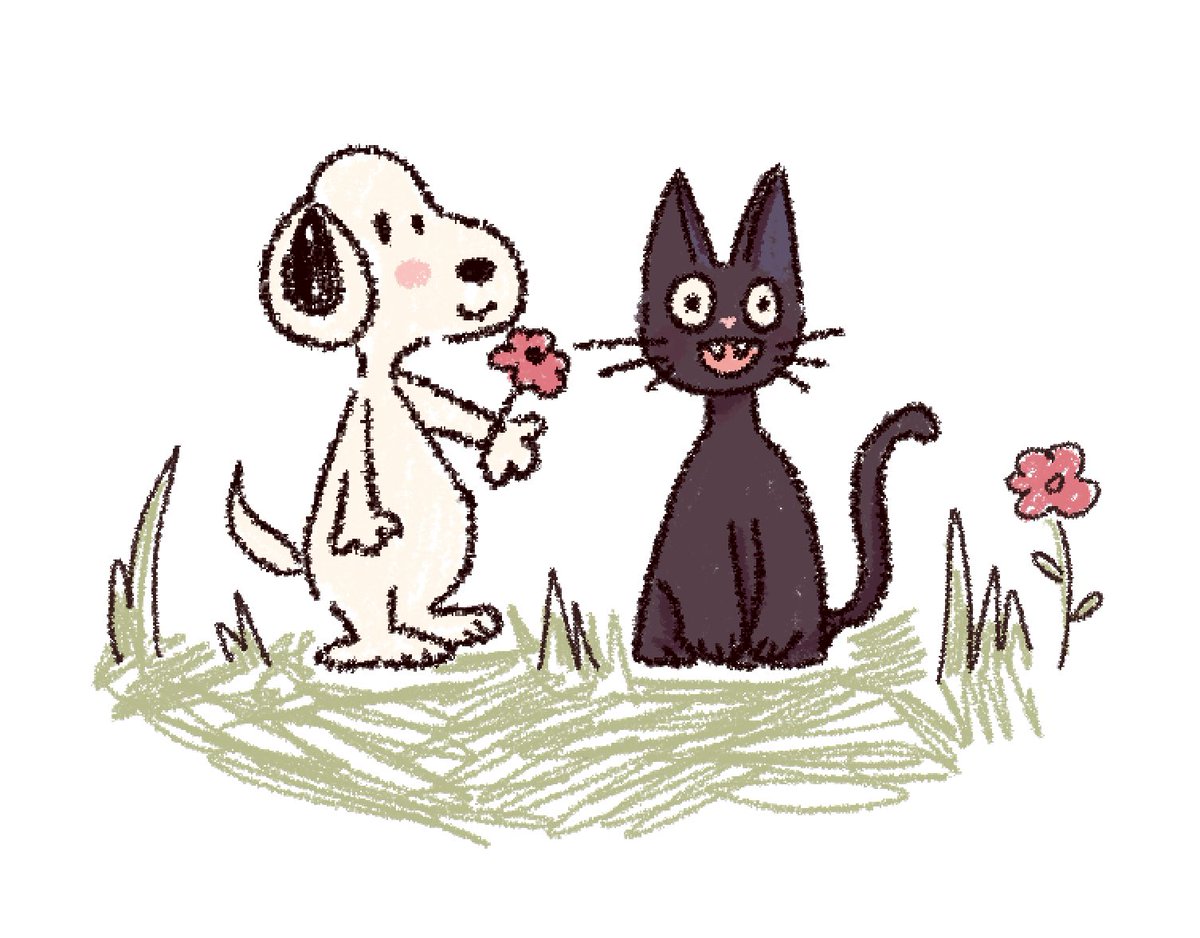 if cats and dogs dont get along than why are snoopy and jiji best friends 🤔