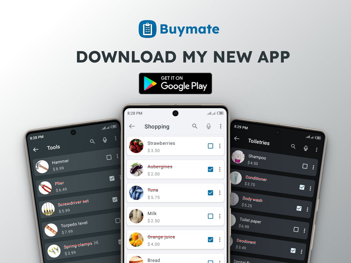 🎉 Exciting news! 

My shopping list app, Buymate, is now live on the Google Play store! 🛒 

tinyurl.com/bp9vkf99

#shoppinglist 
#GooglePlay 
#newappalert 
#downloadnow