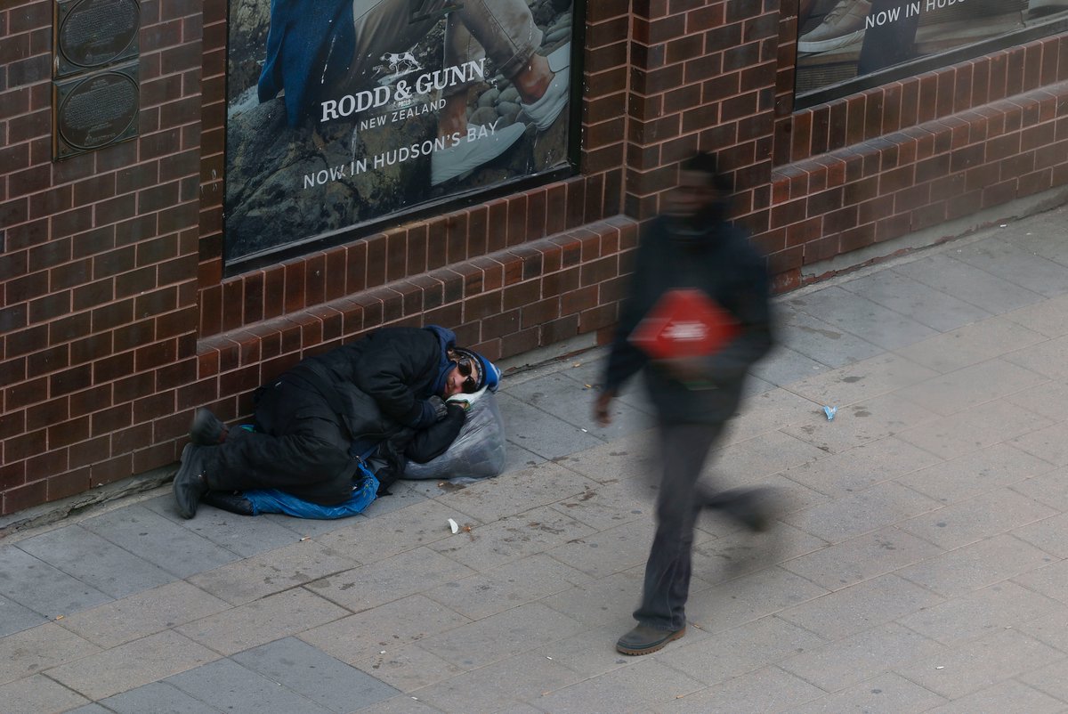 Rideau Street #homeless near the Rideau Centre in #Ottawa Monday.