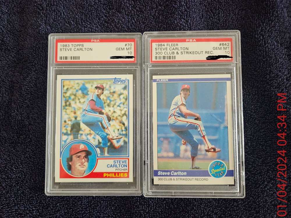 rstones199's tweet image. Added 2 more #PSA10 cards to my #SteveCarlton collection. 1983 #Topps and 1984 #Fleer 300 Win Club Card   #RingTheBell 
Greatest #lefty of all time IMHO.
@KingcougarMike @QuarterRico @EPLSB
@eddiesofficials @royaltytoursusa @gilligan80
@MLFOREVER99 @_RF30 @Brian_Acklin