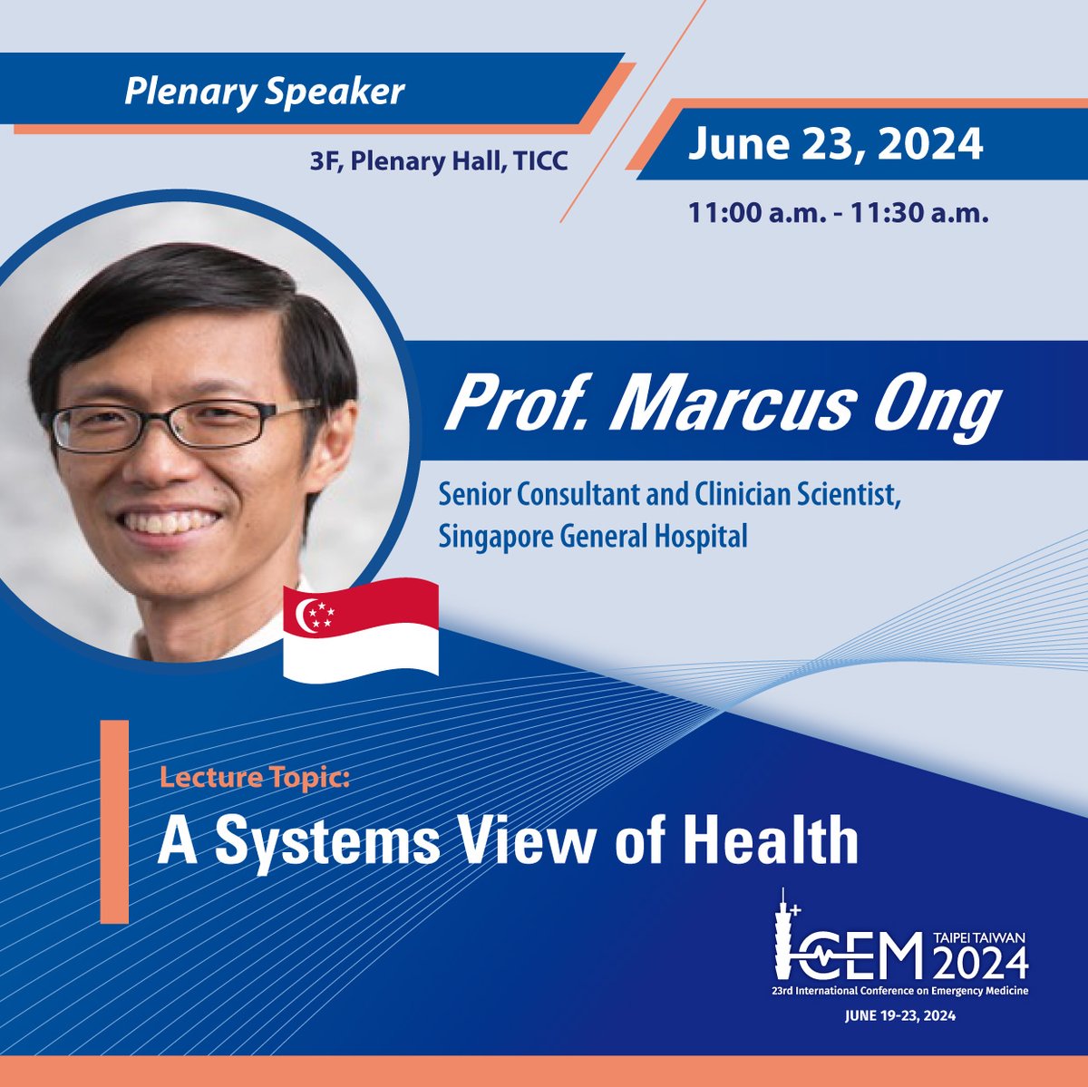 Introducing ICEM24 plenary speaker... Prof. Marcus Ong A Systems View of Health Join us at this year’s in Taipei on June 19-23 Early-bird ends 19 April 2024 View Program: icem2024.com/page/Program%2… Register: bit.ly/49i5OLSICEM
