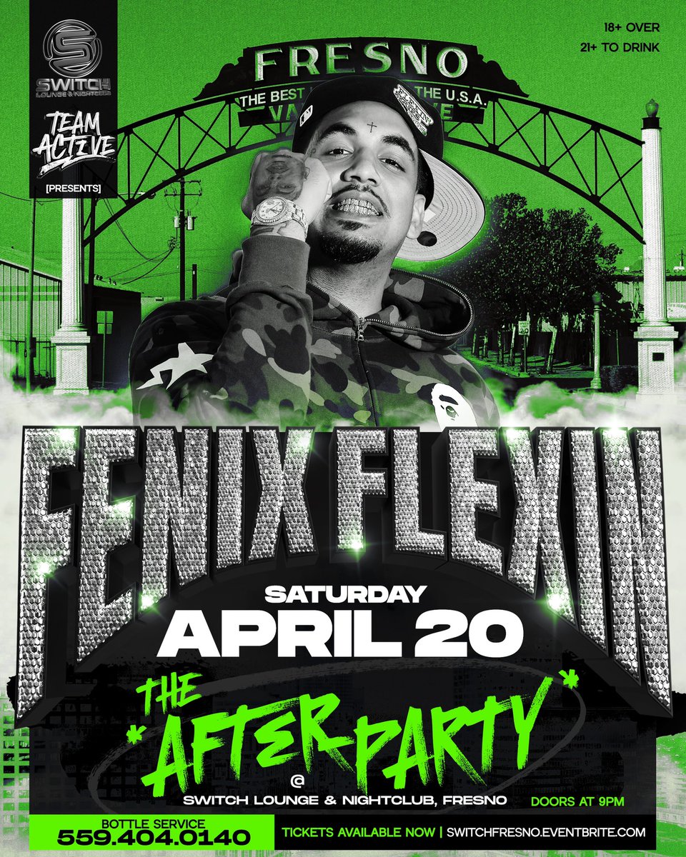 activearnoldd's tweet image. Official After-Party @fenix_flexin 
Saturday April 20 • Switch Fresno (18+)
 9:00pm | Tickets on sale now
switchfresno.eventbrite.com