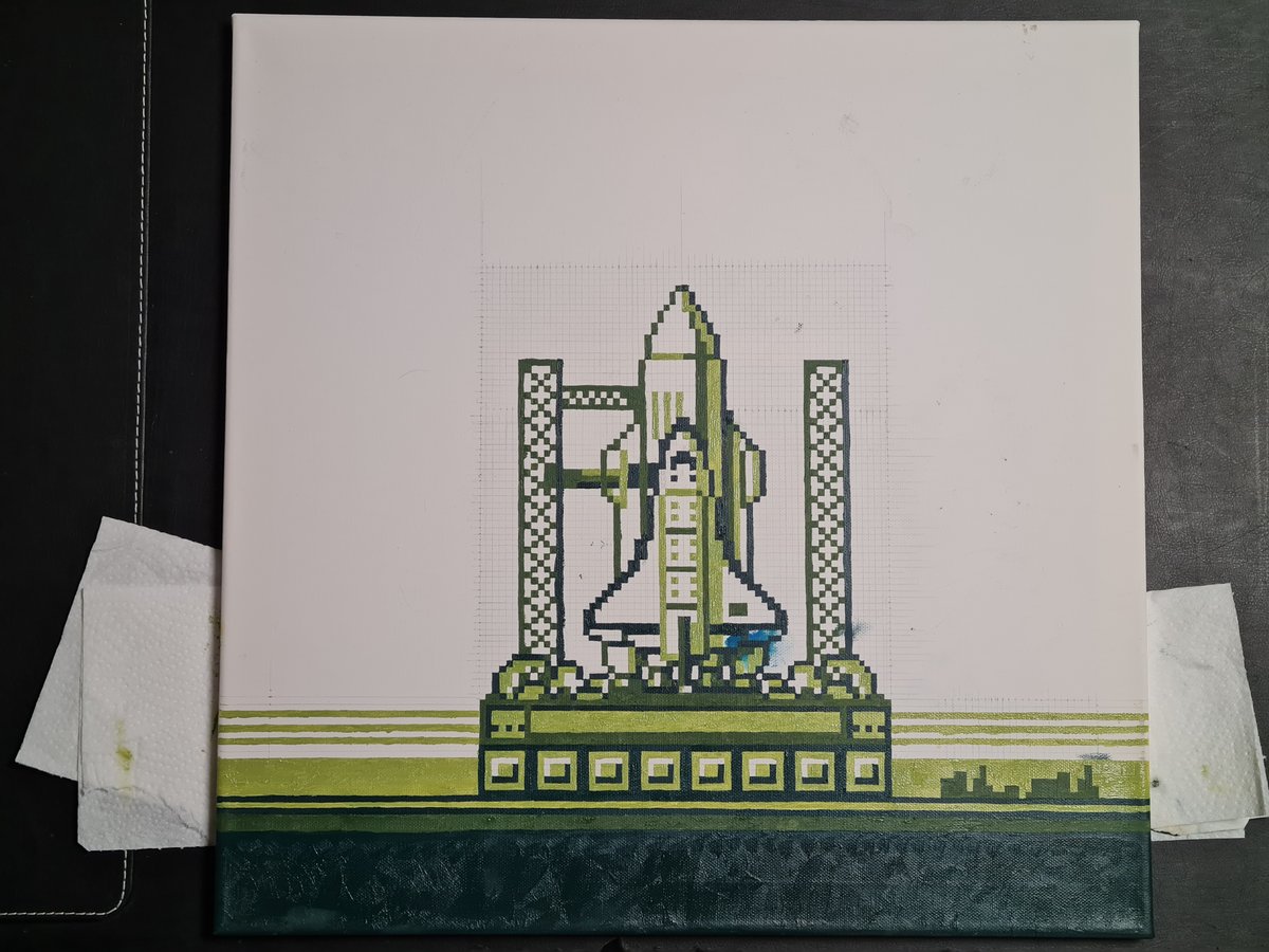 Just finished a new layer on my #Tetris oil painting. ☺