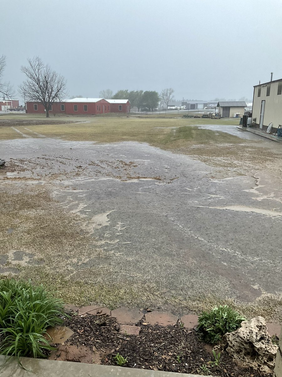 Code4Volts's tweet image. Hail has melted. Now it’s raining so hard , I have a river between the house &amp;amp; shop. So glad I mowed today !!  @LaceySwope @ChasingtheMeso