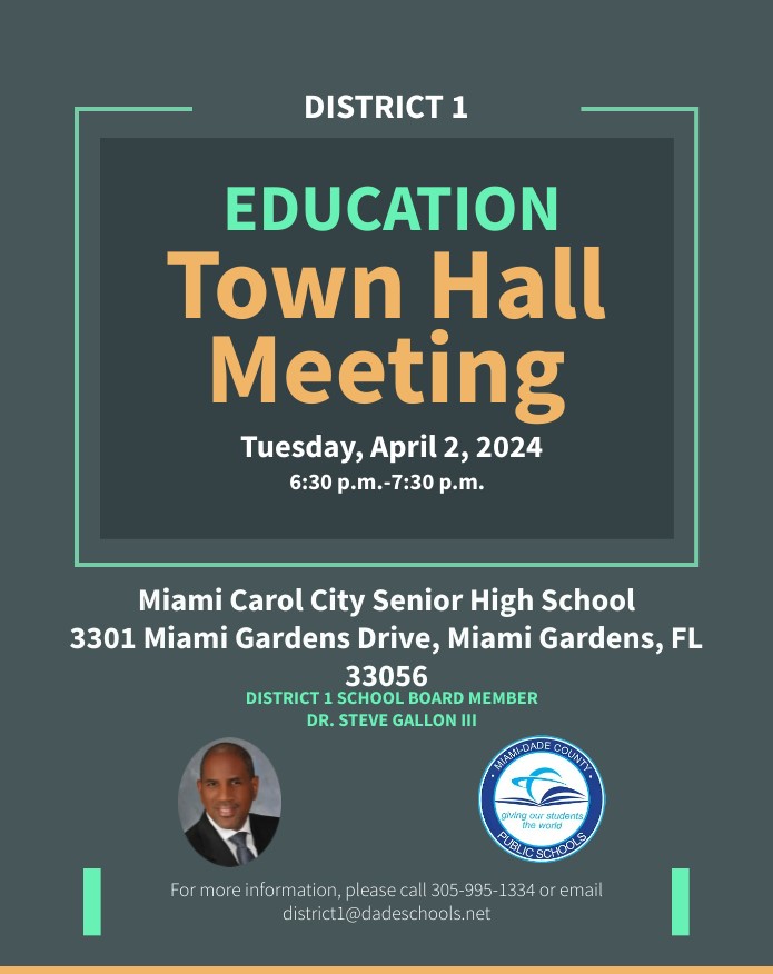 @OGE_TIGERS Hope to see you tomorrow evening at the District 1 Town Hall Meeting. @MDCPSNorth