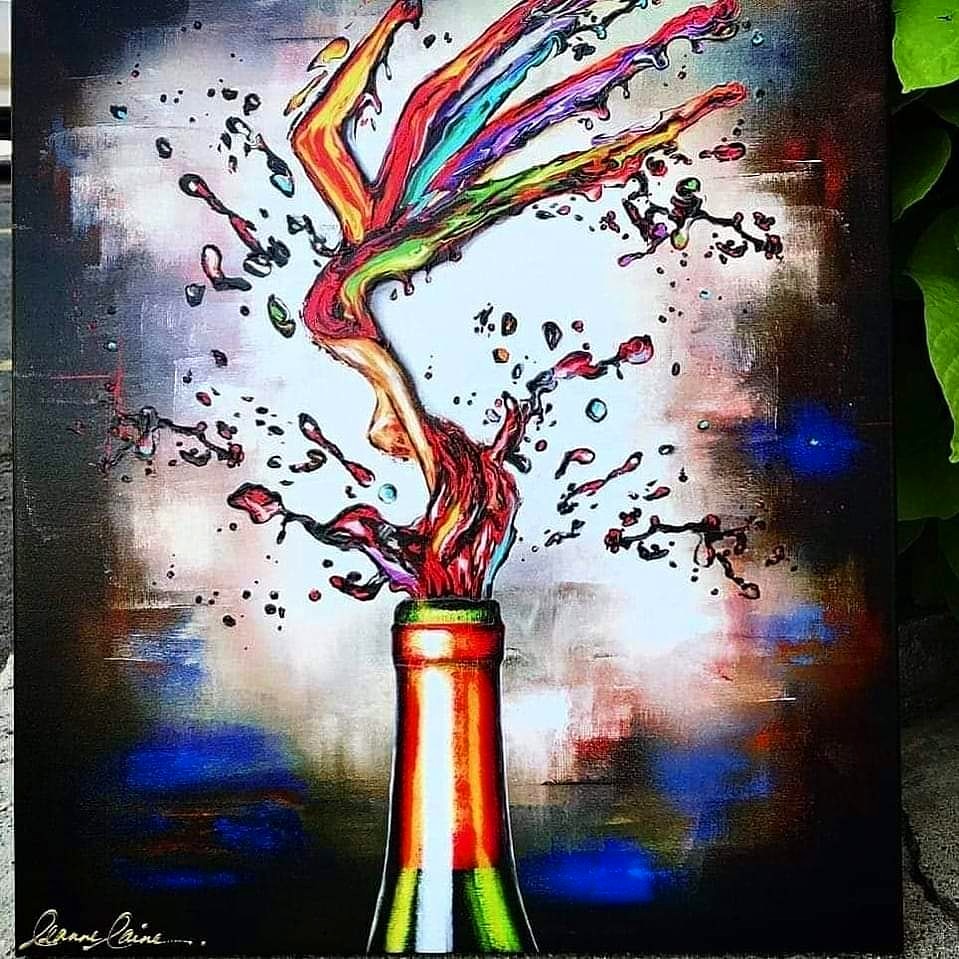 My #wineart Bordeaux of Paradise at #Wine 4 You in Saskatoon (find this #art in many sizes leannelainefineart.com) #wineartist #winetasting