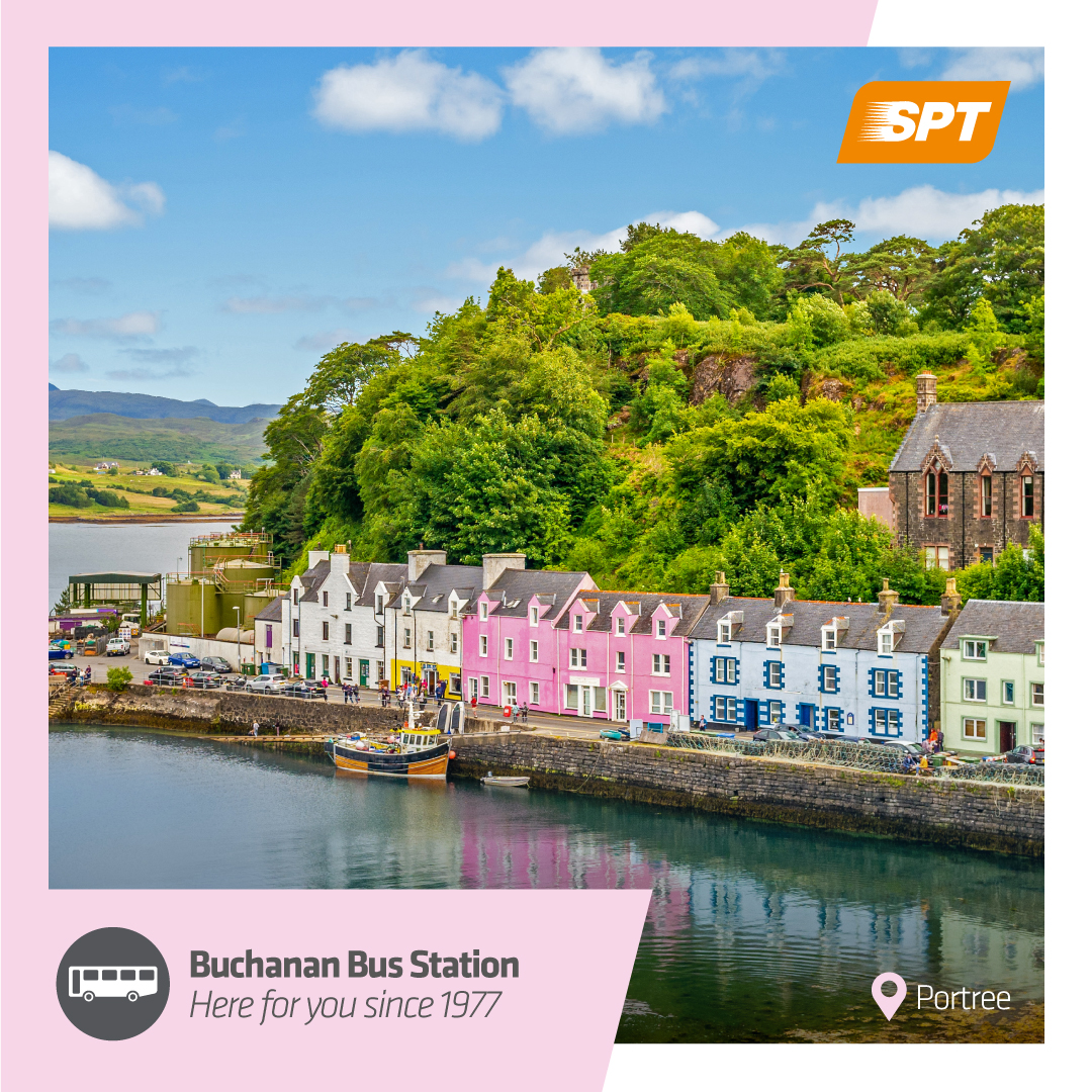 Embark on your next island adventure from Buchanan Bus Station and explore the wonders of Portree this spring. Discover your new favourite place with over 8000 weekly departures to across the UK, spt.co.uk/bus #SPT #BuchananBusStation #ChooseBus @VisitScotland