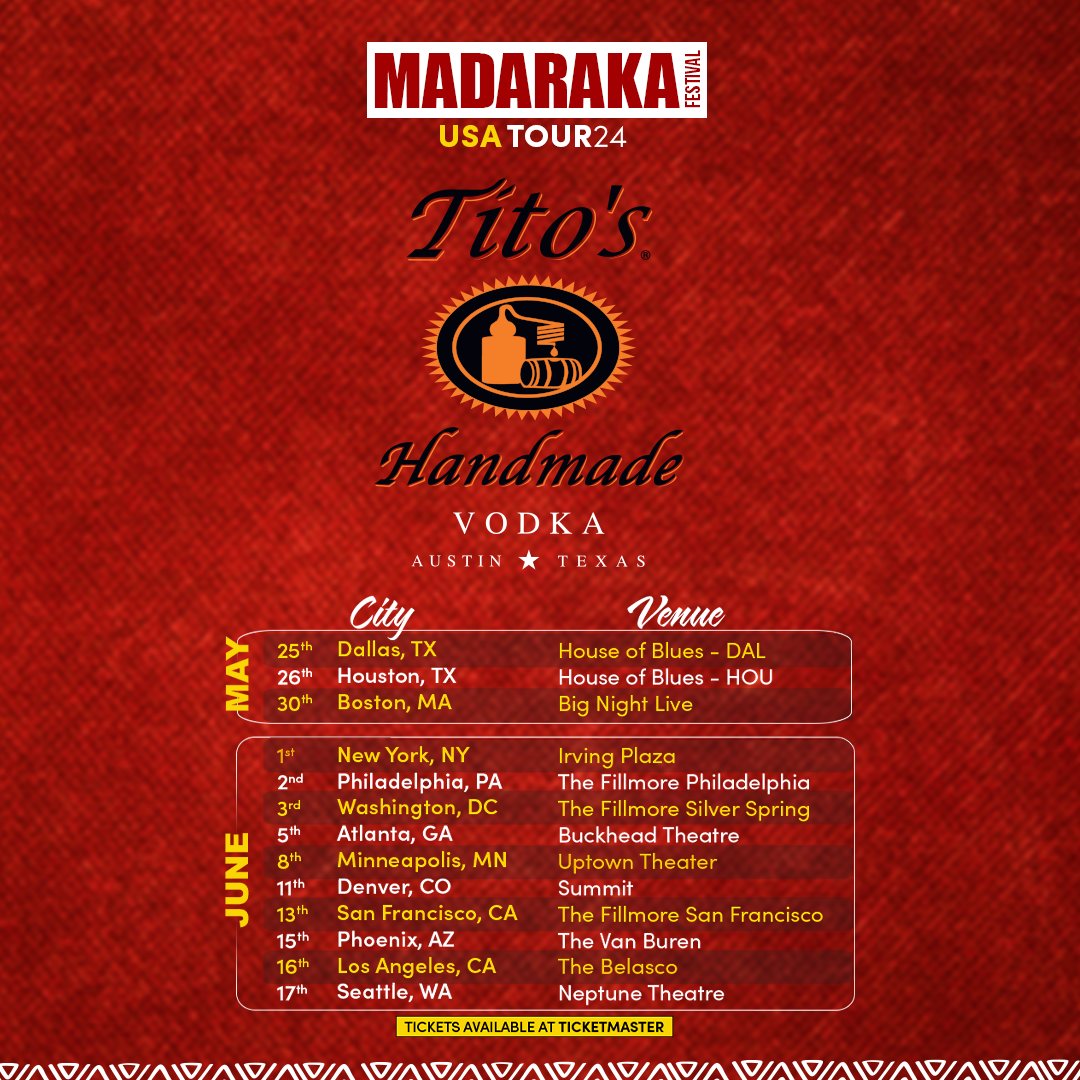 Beat the heat, elevate the fun! Tito's Handmade Vodka is the perfect festival refresher☀️ Join us for Madaraka Festival 2024 – Grab your tickets at Ticketmaster. #MadarakaFestival2024 #TitosVodka #StayCool