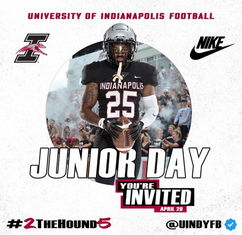 Can’t wait to make it up to UIndy for a Junior Day/Spring Game visit! @FBCoachEngle @DogPackFB @Coach_Haston @DreScruggs_