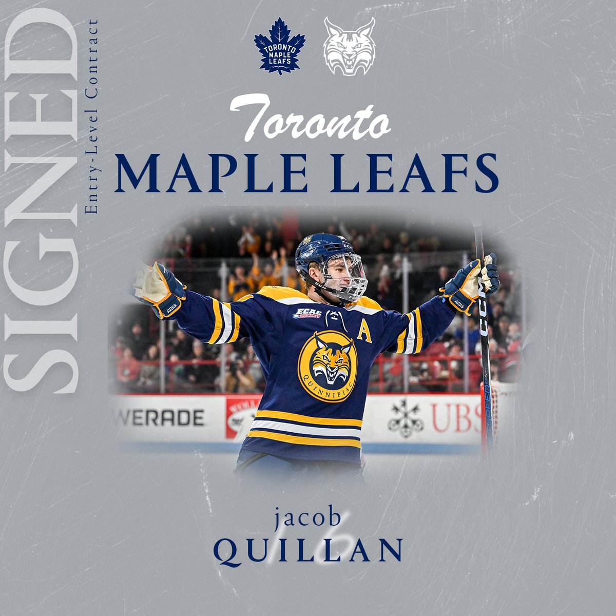 Quinnipiac Men's Ice Hockey (@qu_mih) on Twitter photo ππππππ
Congrats to our guy Jacob Quillan, who has signed a two-year, entry-level contract with the Toronto Maple Leafs!
#BobcatNation x <a href="/MapleLeafs/">Toronto Maple Leafs</a> ππππππ
Congrats to our guy Jacob Quillan, who has signed a two-year, entry-level contract with the Toronto Maple Leafs!
#BobcatNation x <a href="/MapleLeafs/">Toronto Maple Leafs</a>