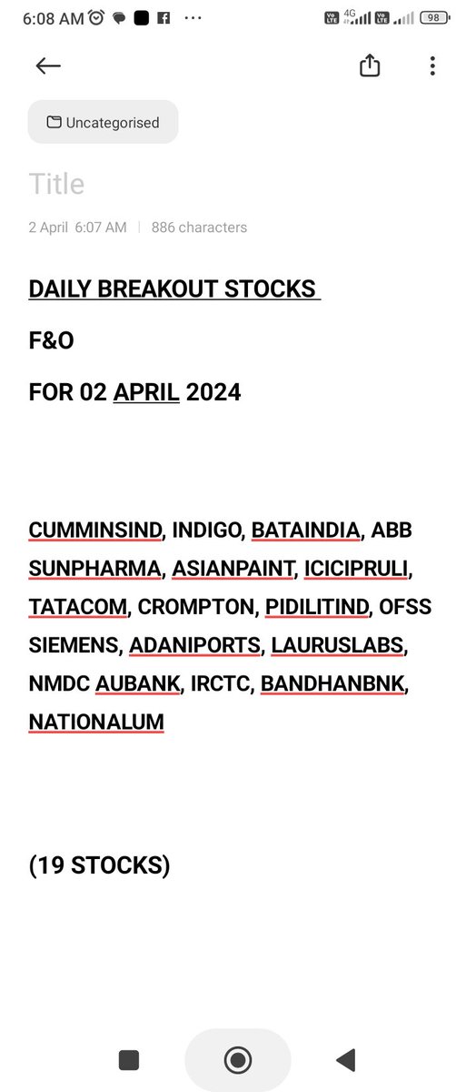 kkguptackt's tweet photo. DAILY BREAKOUT STOCKS
F&amp;O
FOR 02 APRIL 2024

#StockMarketindia  #trading #BreakoutStock #StocksInFocus #StockToWatch #BREAKOUTSTOCKS
#TopGainers  #TOPGAINER https://t.co/WPBylCYUwG
