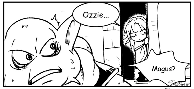 New post on Ko-fi!   幼い魔王とビネガーの漫画です。Small Magus and Ozzie Comic. 