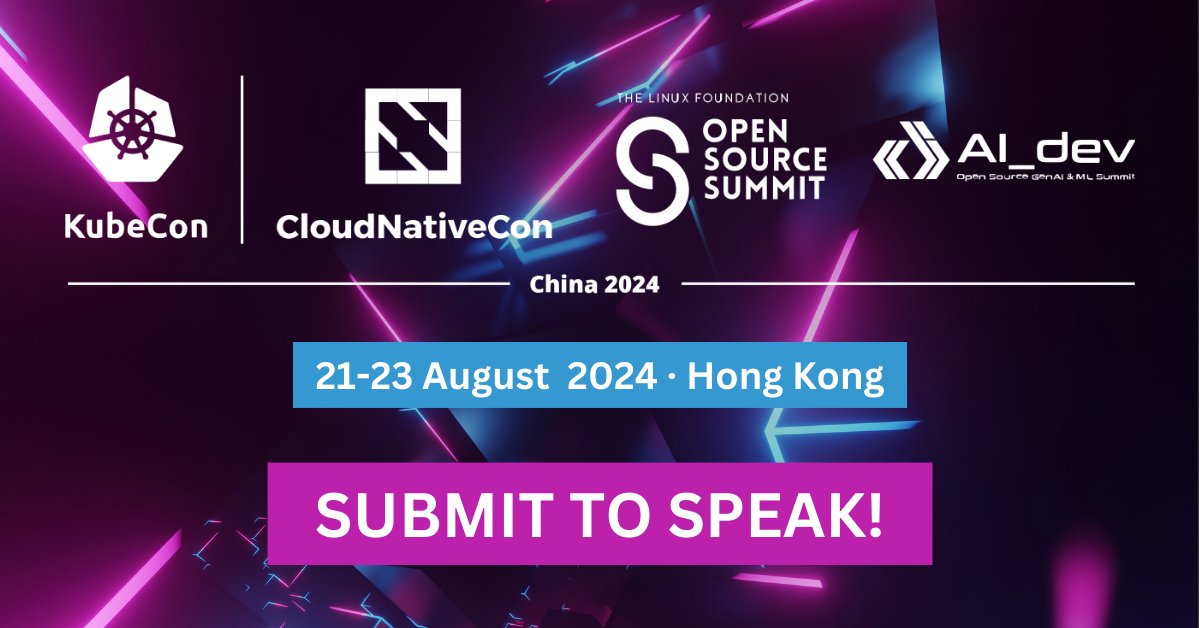 CloudNativeFdn's tweet image. 🧠 Are you an expert in networking + edge #computing, programming languages + #toolchains, #MLOps, or connectivity? Showcase your expertise at #KubeCon + #CloudNativeCon + #OSSummit + #AIDev China, 21-23 August in Hong Kong! 🎙️ Apply to speak by 5 May: hubs.la/Q02rjT_q0.
