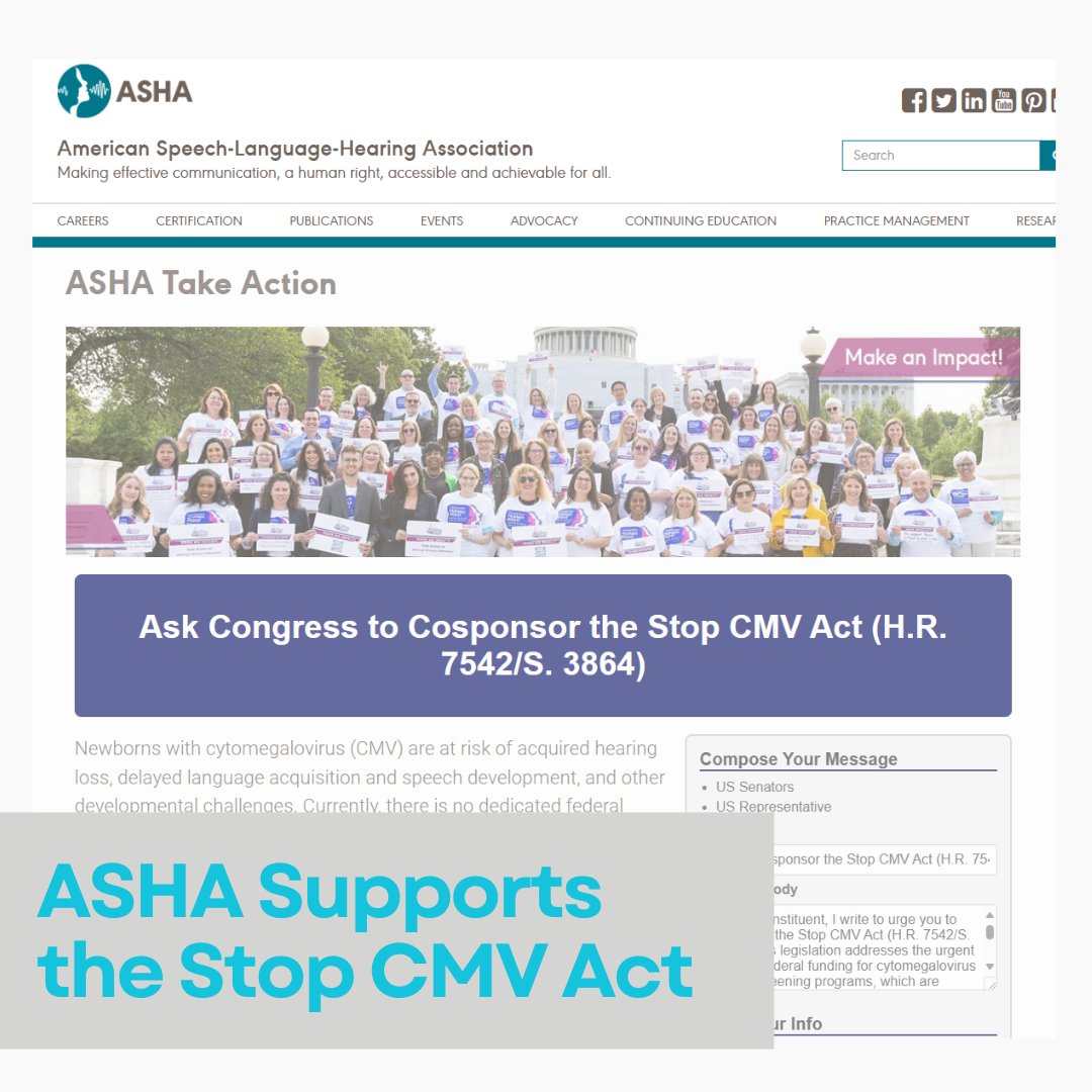 Thank you to @ASHAweb for supporting the #StopCMV Act! 

Access the article here: asha.org/advocacy/takea…

#CMVAwareness