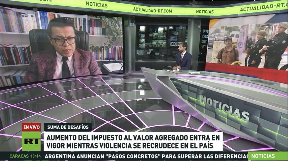 Comparto con ustedes mi entrevista de hoy para @ActualidadRT sobre el aumento del IVA y la crisis de inseguridad… La pueden ver en el siguiente link esrt.space/video/504460-a…