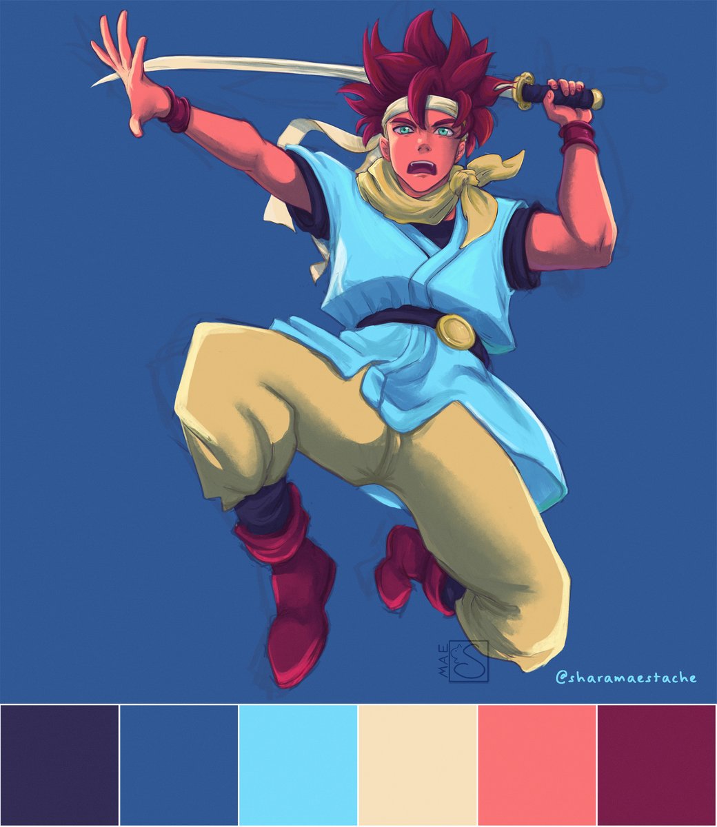 Today's colour practice featuring Crono himself
#ChronoTrigger