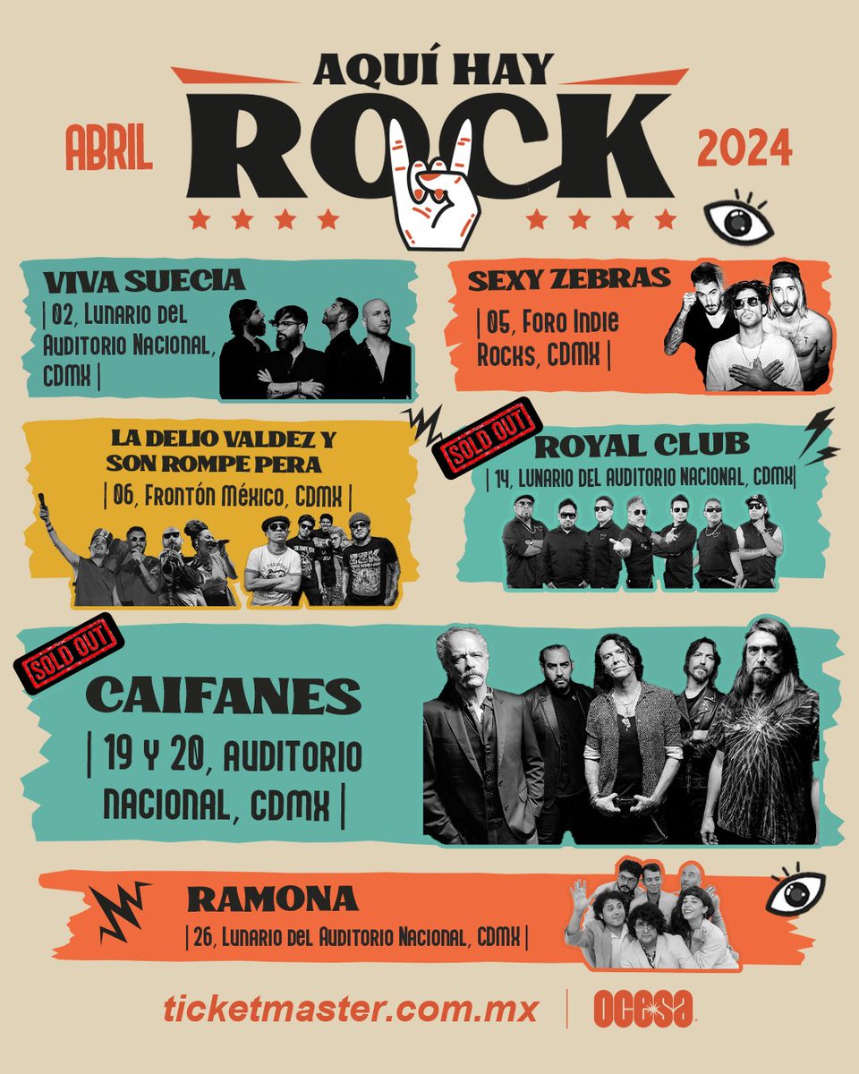 La música sigue y #AquíHayRock en Abril 🤘😎 ¿A cuál show jalan? 🎟️: bit.ly/3y7UAJh