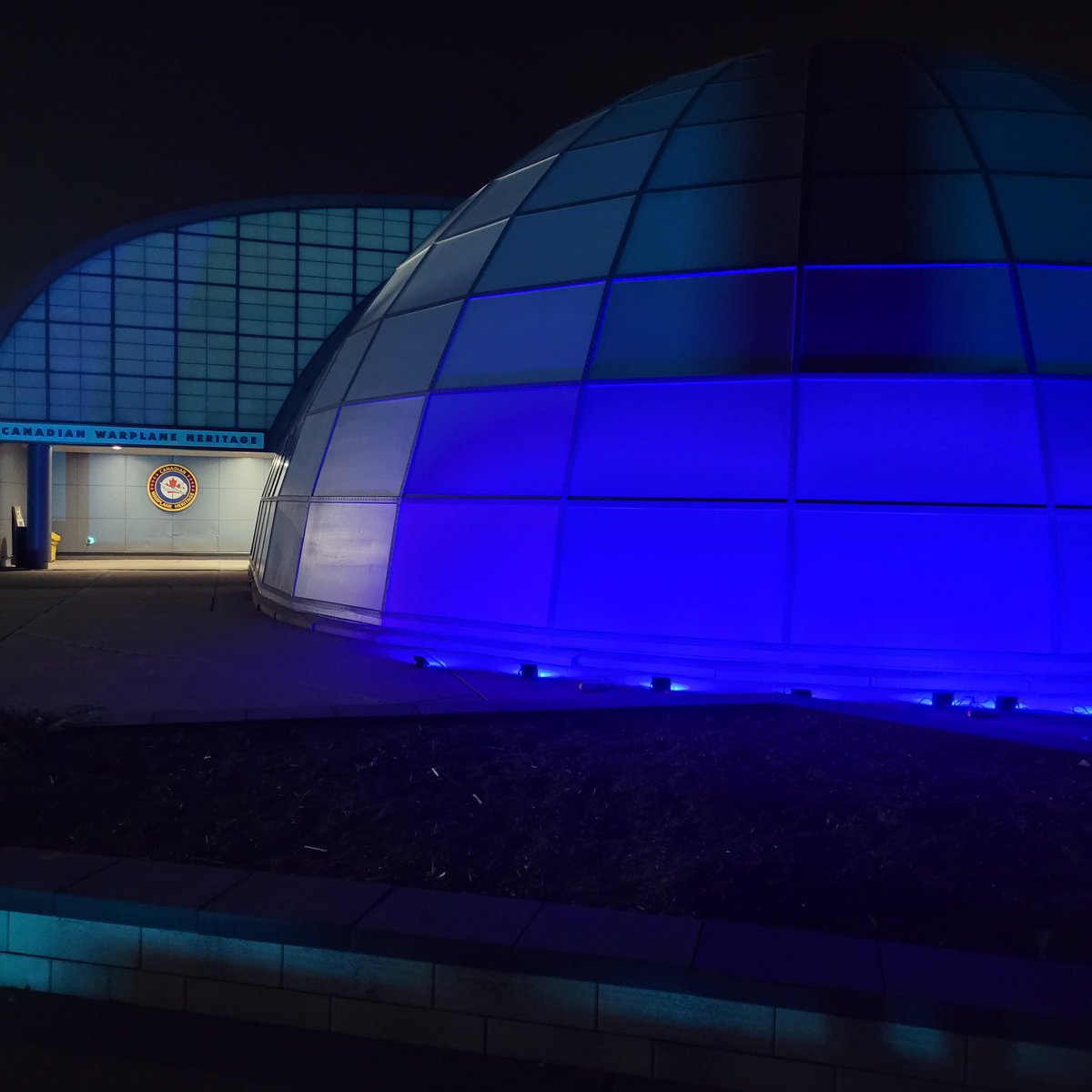 Today marks 100 years of service for the @RCAF_ARC. We are illuminating the entrance to CWHM in Air Force Blue commemorating those who have, and continue to, serve 🇨🇦 at home and abroad, and in recognition of the impact the RCAF has had worldwide. #RCAF100 #100YearsOfFlyingBlue