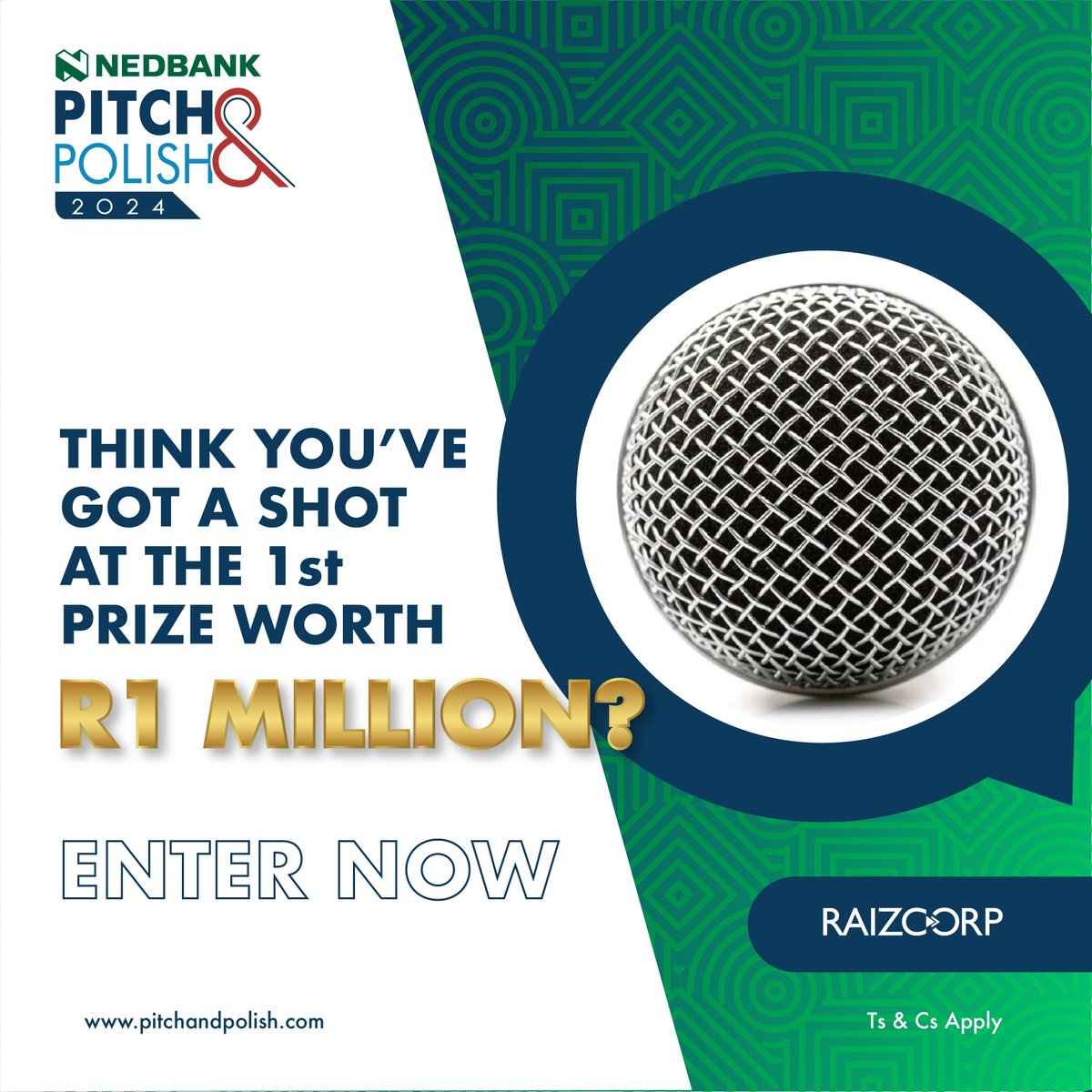 Nedbank's tweet photo. Enter the Nedbank Pitch &amp; Polish competition for a shot at winning R1 million. 🤩

Unlock invaluable opportunities, enhance your presentations, secure funding, boost your visibility, &amp; propel your business venture to success. 

Enter now: https://t.co/sByYtPjs8Z
#PitchandPolish https://t.co/NslUXRUCnE