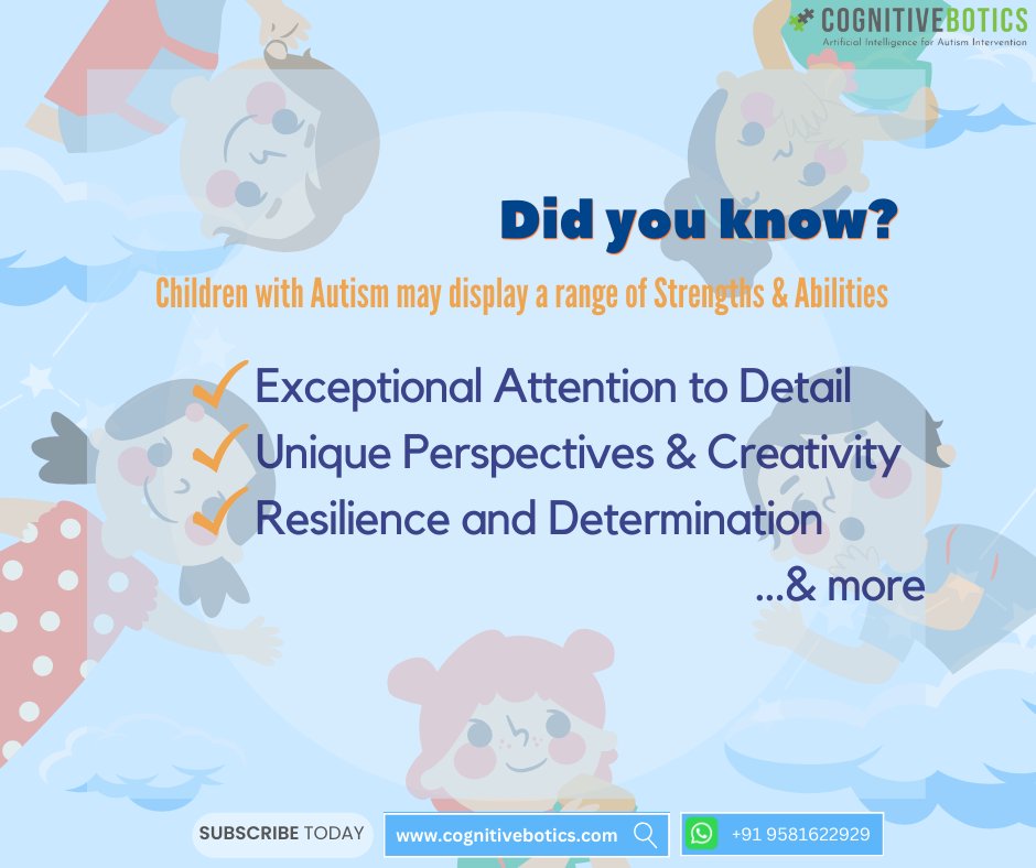 CognitiveBotics's tweet image. Join us this Autism Awareness Day as we celebrate the unique strengths and talents of children with autism. 💙 ​

Please send us a message on our WhatsApp number +919581622929 

To know more visit us: cognitivebotics.com​
#AutismAwarenessDay #Neurodiversity