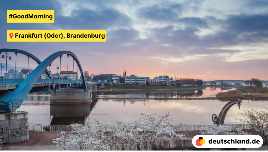 🌅#GoodMorning from #Frankfurt (Oder) in Brandenburg. 🇩🇪 🇵🇱 Did you know that this bridge connects the city of Frankfurt with the Polish city of Słubice? The two cities together form a German-Polish #TwinCity and cooperate on various levels. #PictureOfTheDay #Germany #Poland