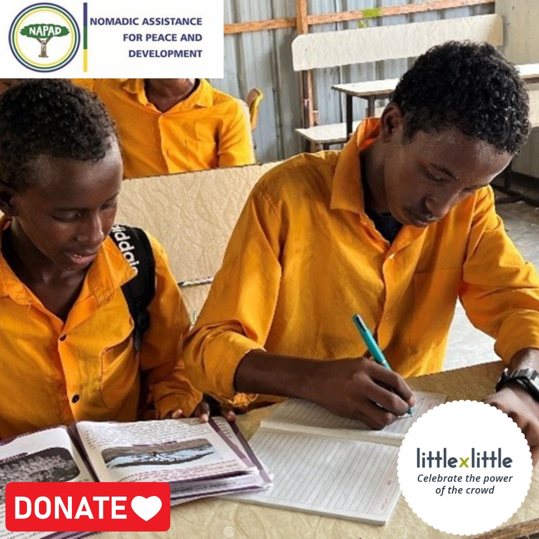 NAPADNGO's tweet photo. NAPAD is part of this year's #LittlebyLittle campaign, where we aim to raise funds from April 8-12 which will allow us to progress our Education in Emergency project among displaced children in the Banadir region. Your donations as low as $13 can safeguard the learner’s prospects and promote educational equity in the face of displacement. These children have promising futures and the potential to become future leaders and change-makers in their society. https://t.co/qLqKvKGak1