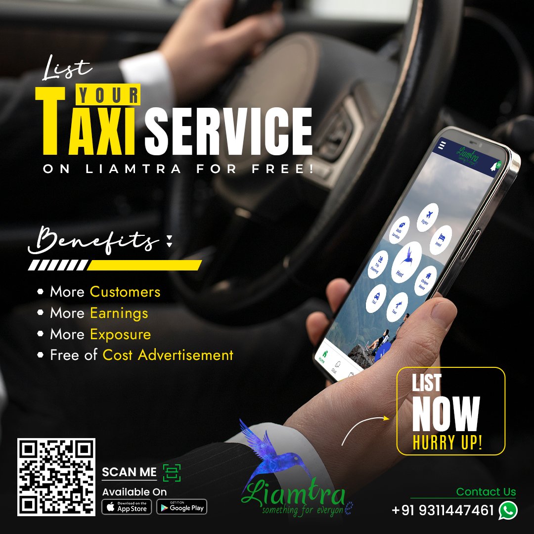 Business is knocking on your door!🚖
Join the Liamtra Family: Experience Growth and Success for Your Taxi Business 

#BussinesWithLiamtra #TaxiBusiness #JoinUs #BusinessGrowth #SuccessJourney #ExpandYourBusiness #OpportunityKnocks #BusinessNetworking #LiamtraSuccess #TaxiListing