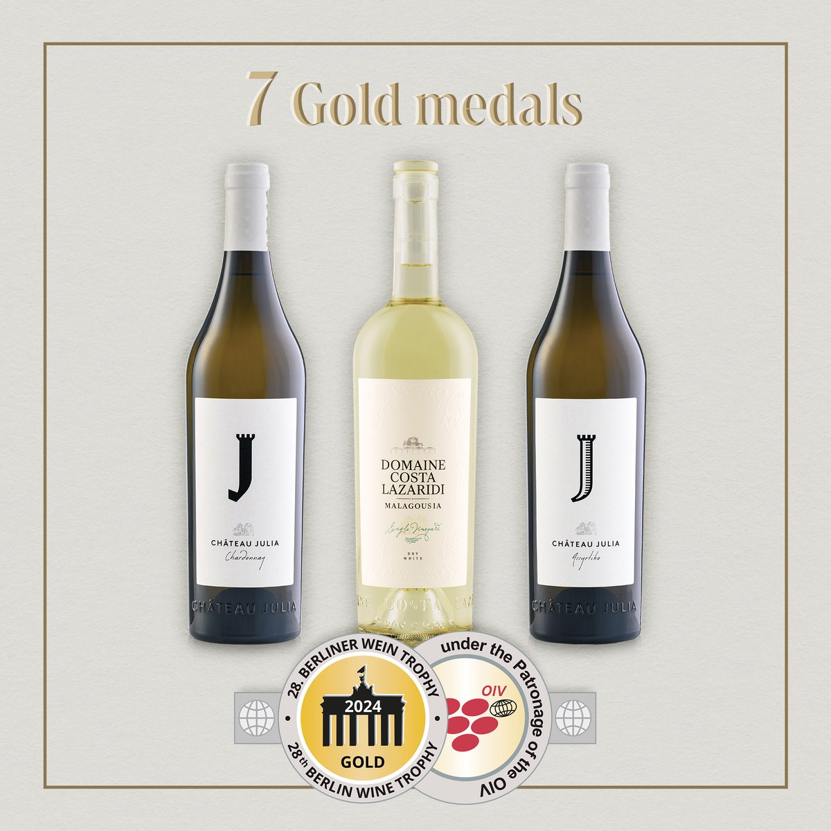 CostaLazaridi's tweet photo. Seven Gold medals from one of the most prestigious wine competition "Berliner Wine Trophy" is the culmination of Domaine Costa Lazaridi team's attempts.

We celebrate the moment and continue our efforts for the utmost value of our winery "Quality". https://t.co/l7qNX56eBw