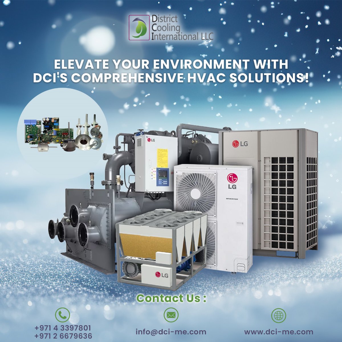 From the power of centrifugal chillers to the precision of VRF systems, we're here to enhance your cooling efficiency. 

dci-me.com

#DistrictCoolingInternationalLLC #UAE #Abudhabi #Dubai #CoolingInnovation #EfficientHVAC #DCISolutions #GenuineParts