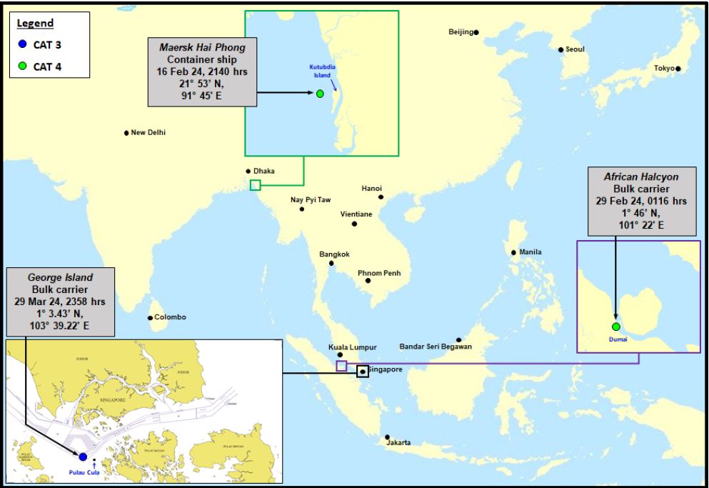 Over the past week, three incidents of armed robbery against ships in Asia were reported to ReCAAP ISC. The incidents occurred in the Straits of Malacca and Singapore (SOMS), Kutubdia Outer Anchorage (Bangladesh) and Dumai Anchorage (Indonesia). ReCAAP ISC advises ships to…